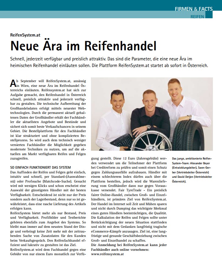 ReifenSystem.at - Neue Ära im Reifenhandel.